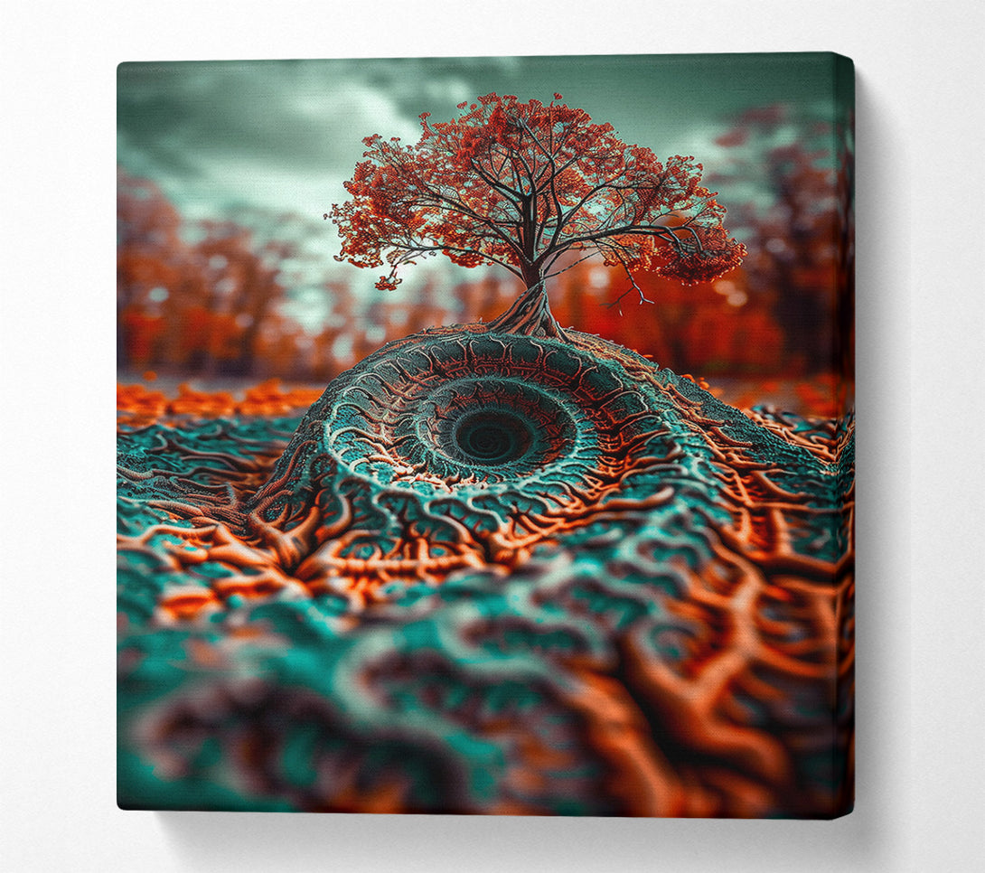  A Canvas Print of Teal Tree Roots Canvas Art