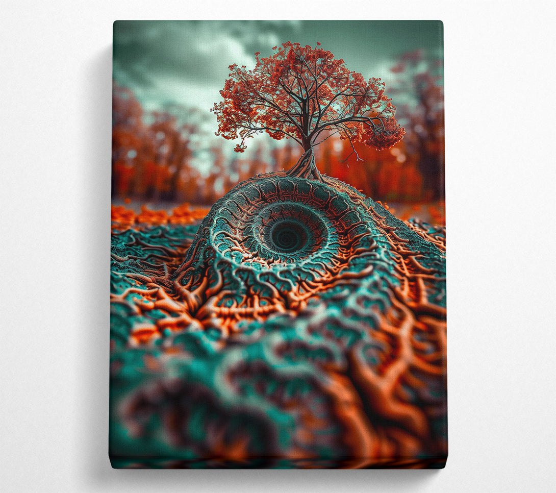  A Canvas Print of Teal Tree Roots Canvas Art