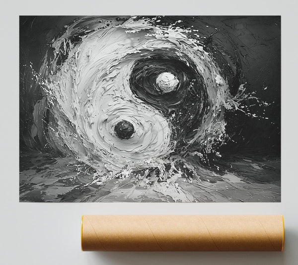 Black Yin Yang Splash Print