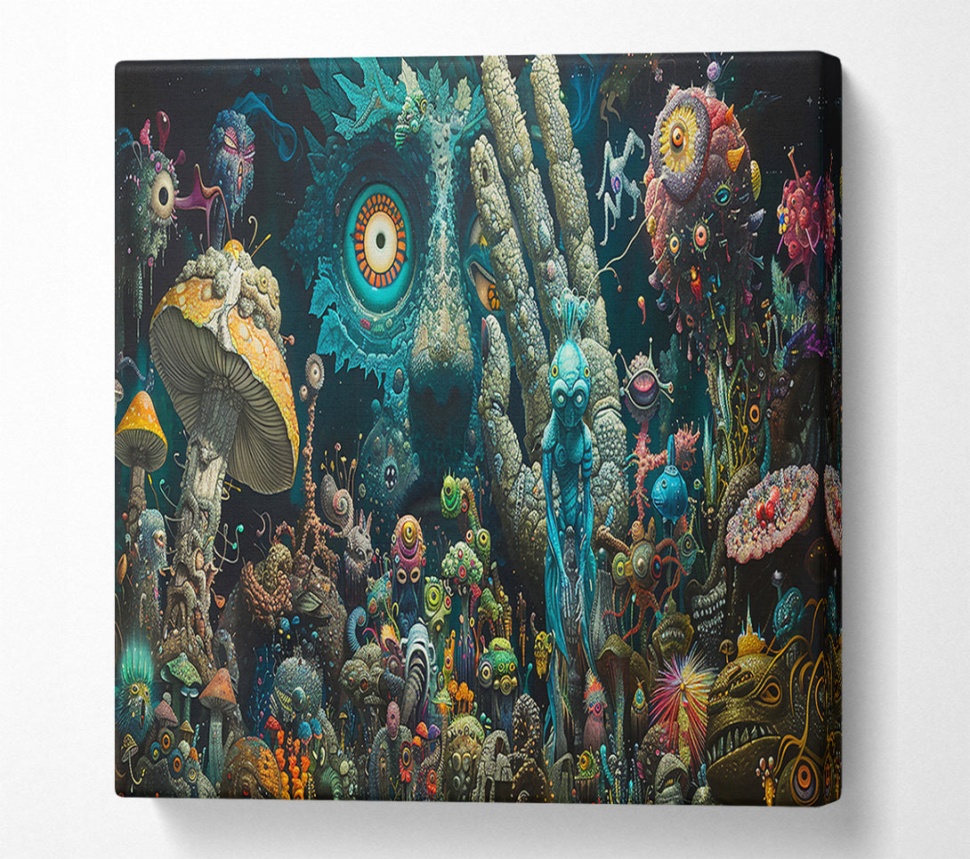  A Canvas Print of Teal Dreamscape Of Eyes Canvas Print