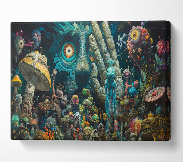  A Canvas Print of Teal Dreamscape Of Eyes Canvas Print