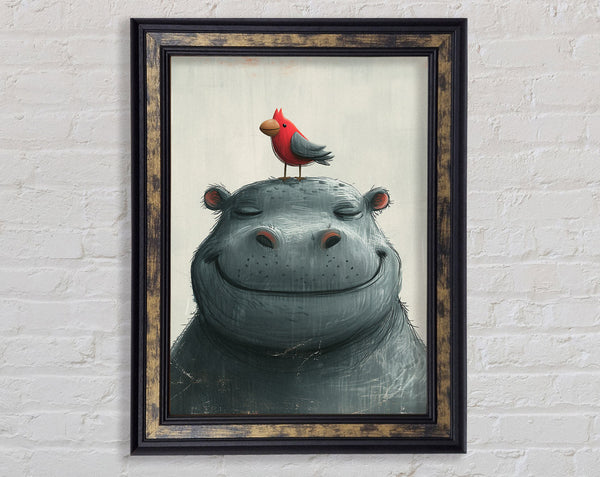 Happy Hippo Framed Print