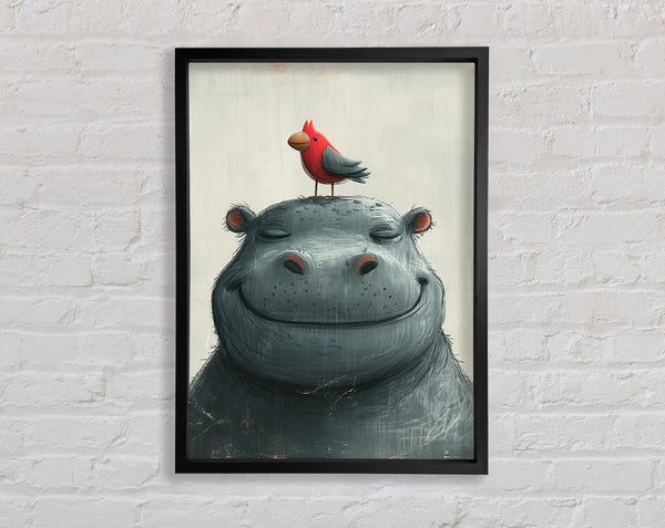 Happy Hippo Framed Print