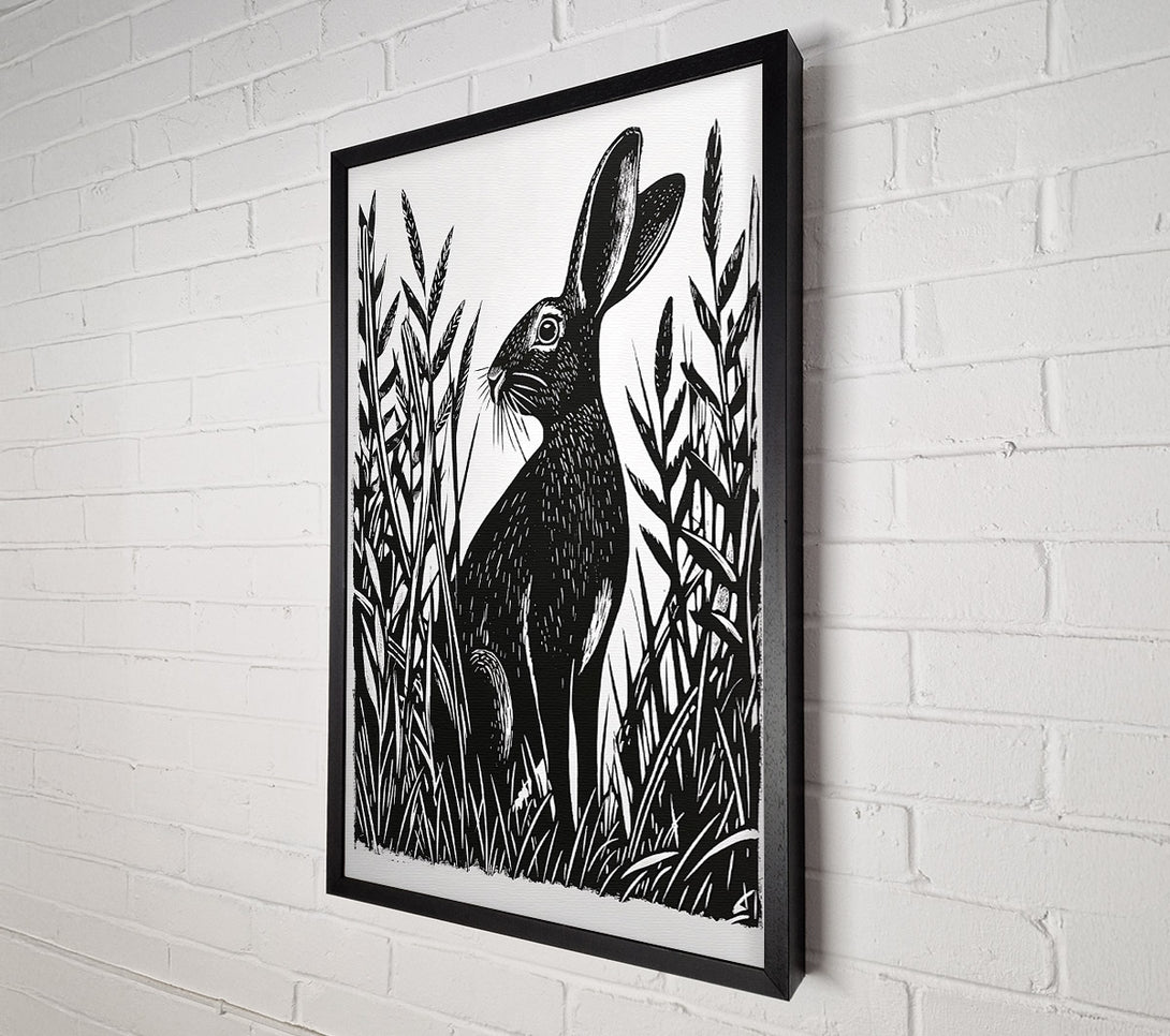  A Canvas Print of Black Hare In Grass Canvas Print