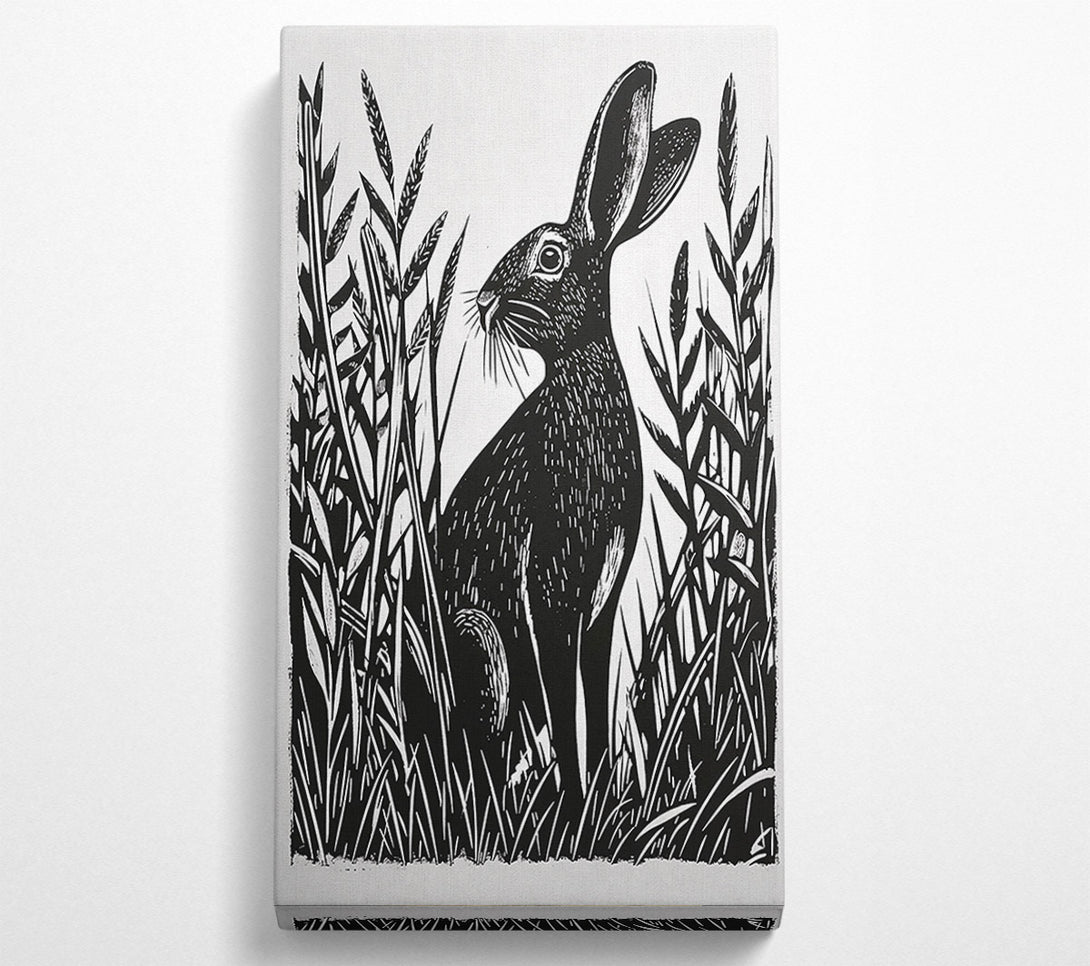  A Canvas Print of Black Hare In Grass Canvas Print