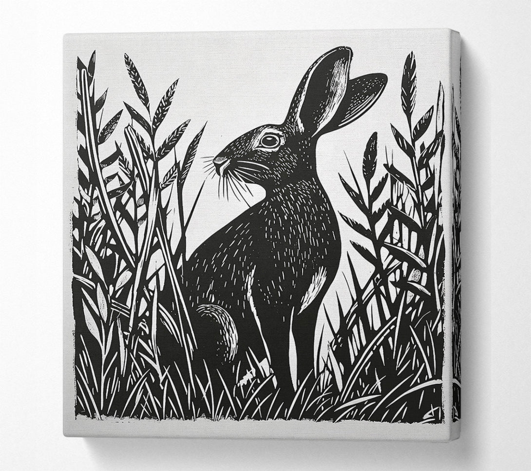  A Canvas Print of Black Hare In Grass Canvas Print