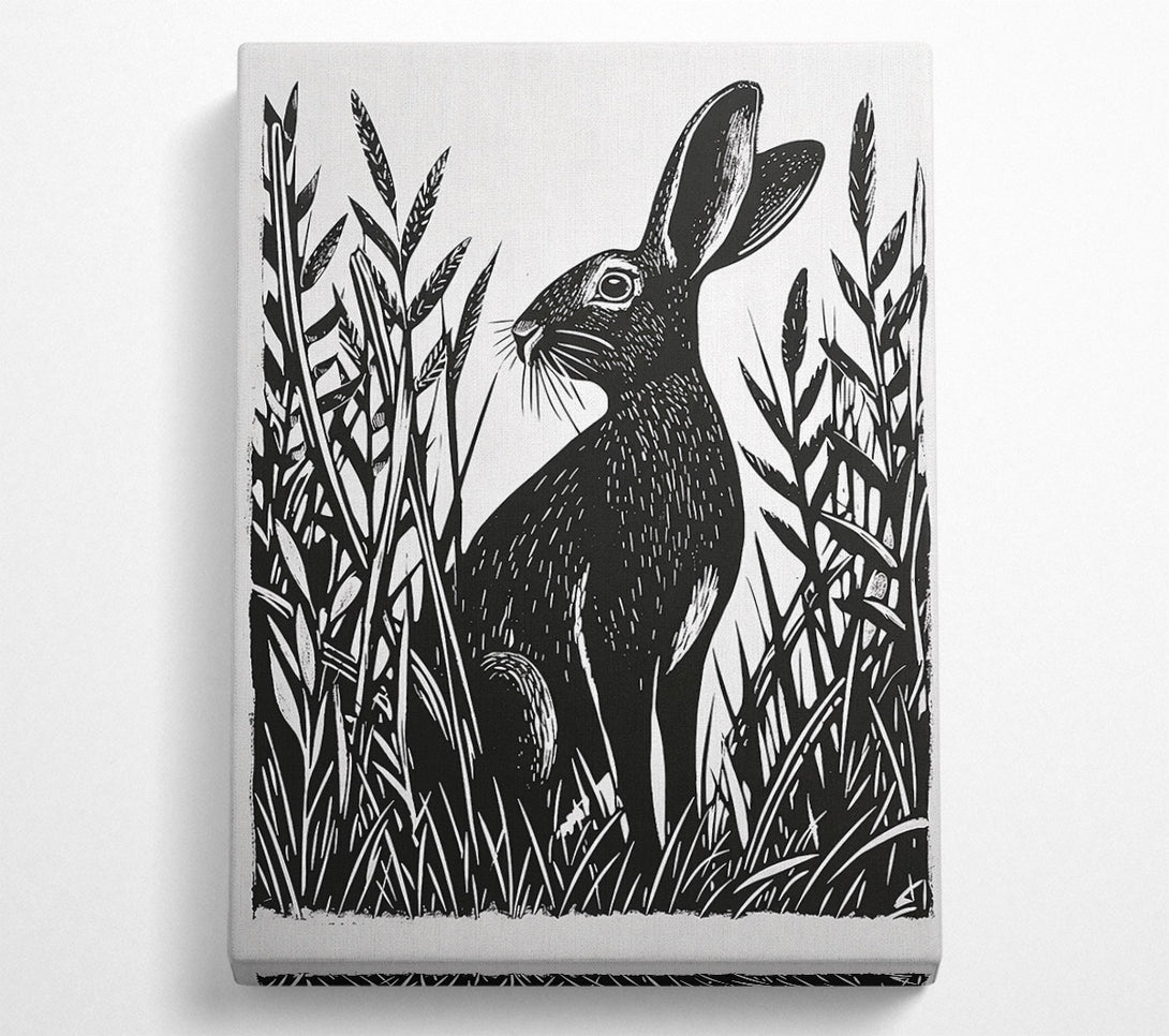  A Canvas Print of Black Hare In Grass Canvas Print