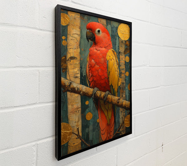 Crimson Parrot On Branch