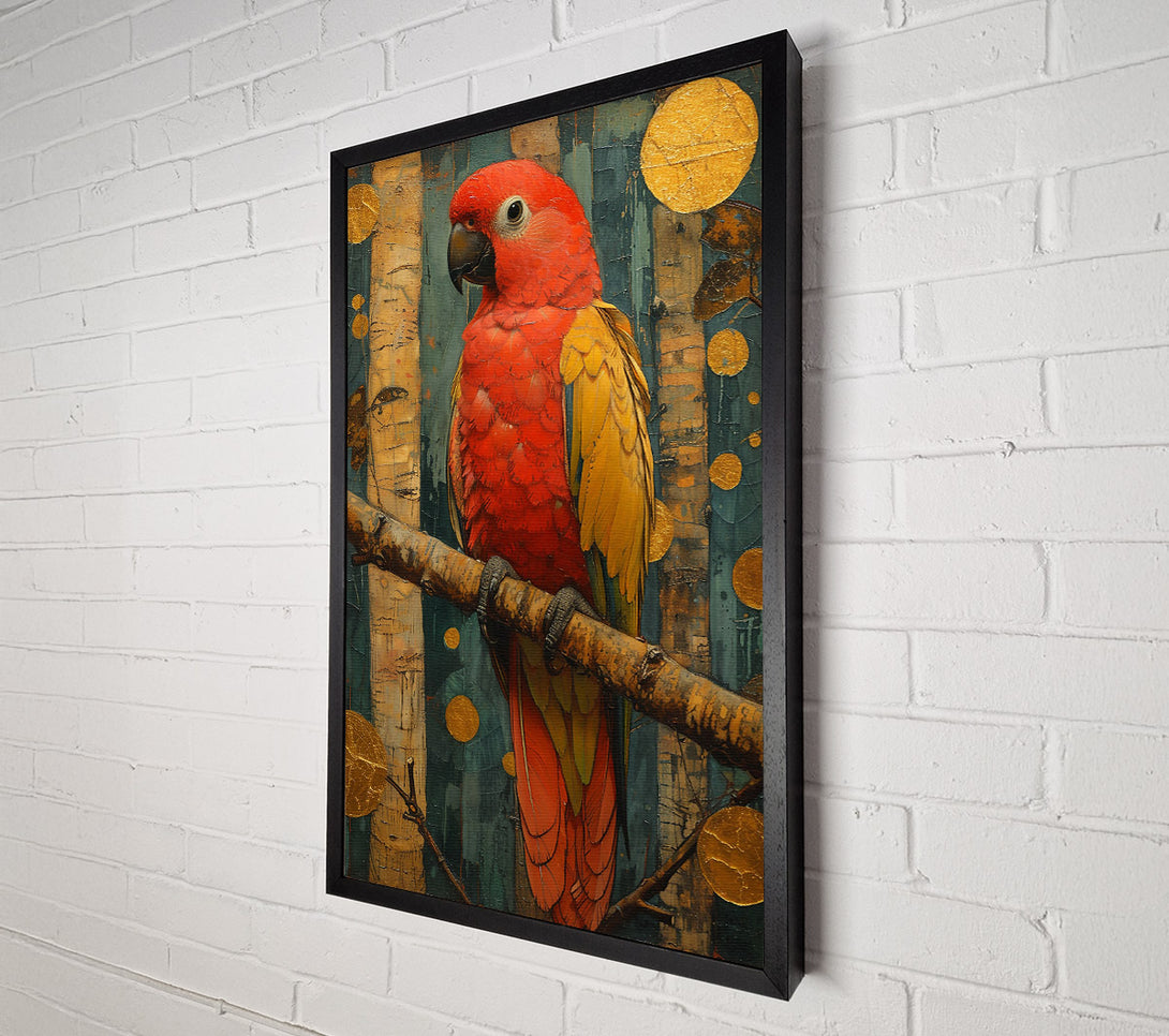 A Canvas Print of Crimson Parrot On Branch Canvas Wall Art