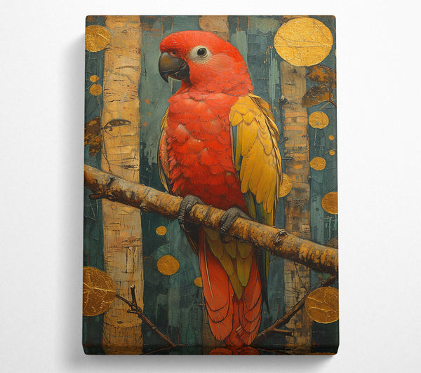  A Canvas Print of Crimson Parrot On Branch Canvas Wall Art