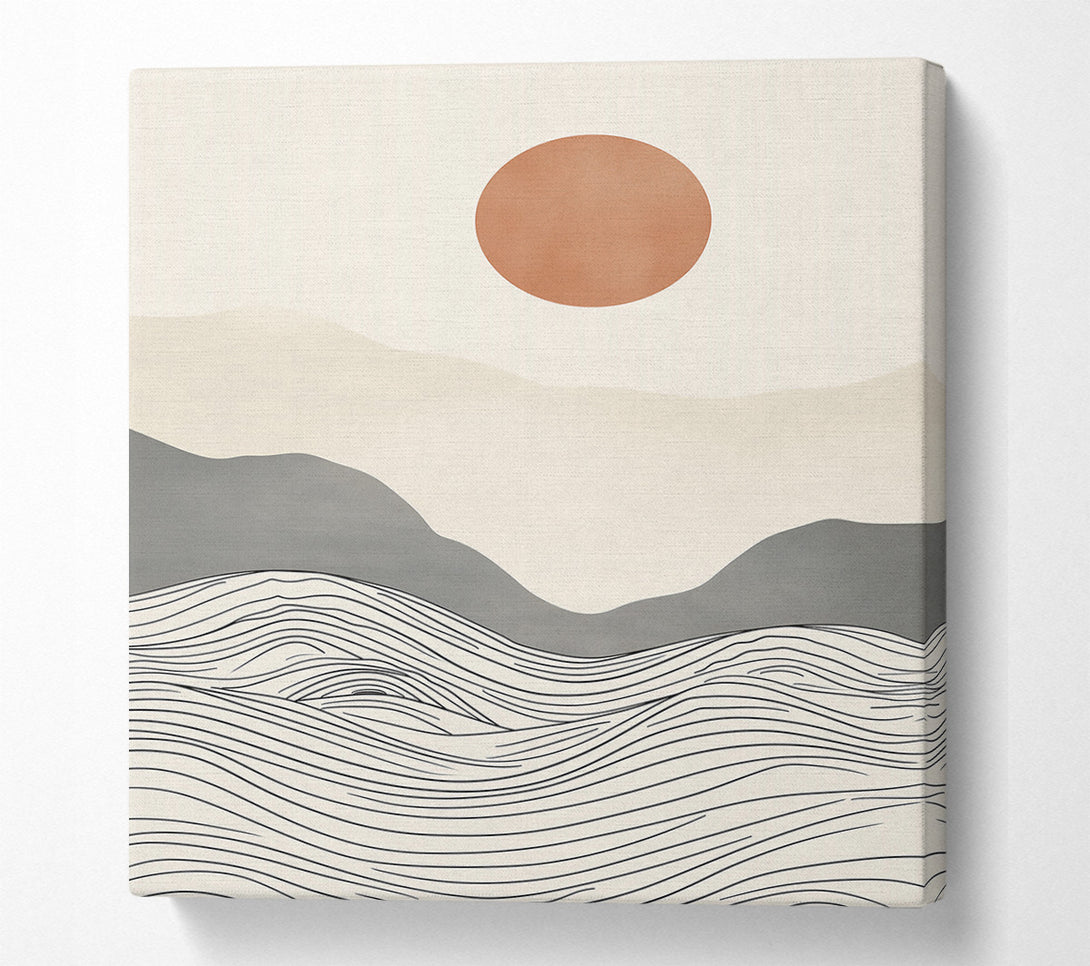  A Canvas Print of Terracotta Sunset Waves Canvas Art