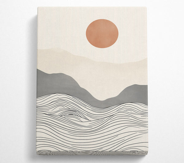  A Canvas Print of Terracotta Sunset Waves Canvas Art