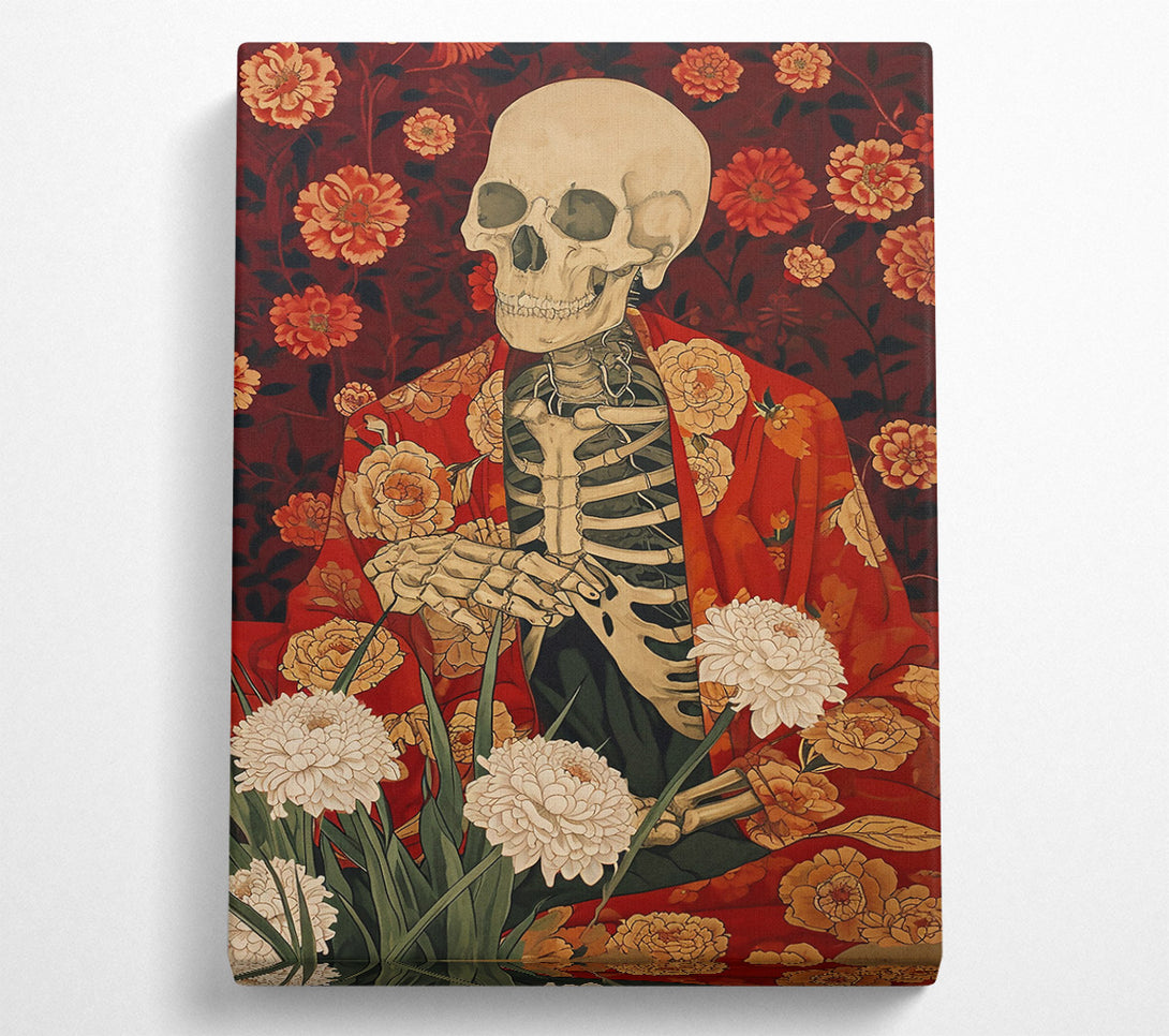  A Canvas Print of Crimson Floral Embrace Canvas Art