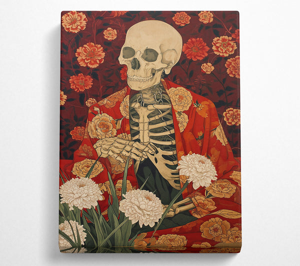  A Canvas Print of Crimson Floral Embrace Canvas Art