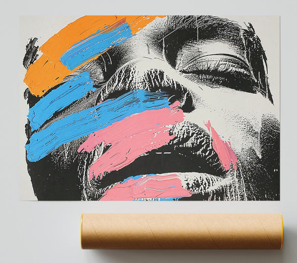 Blue Strokes On Black Giclee Print