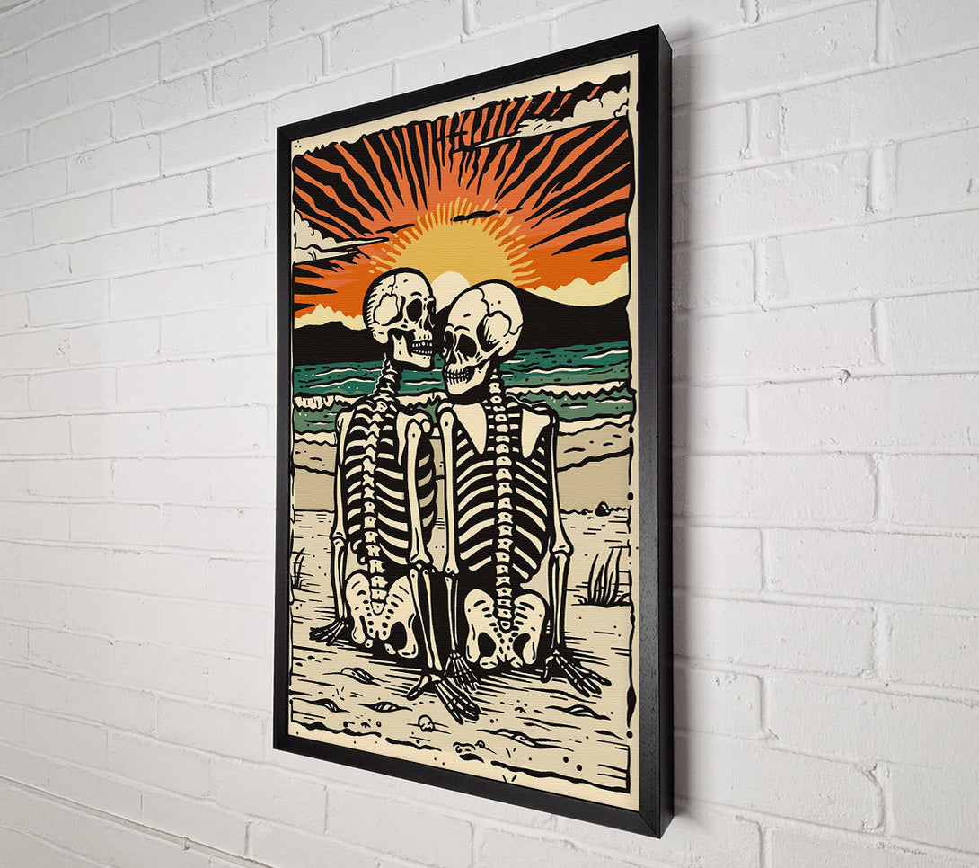  A Canvas Print of Golden Sunset Skeletons Canvas Art
