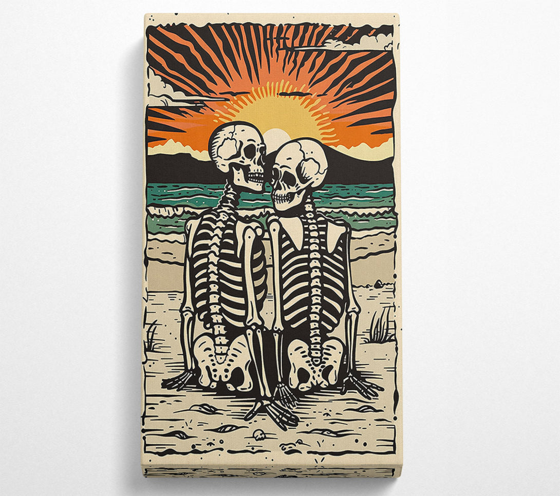  A Canvas Print of Golden Sunset Skeletons Canvas Art
