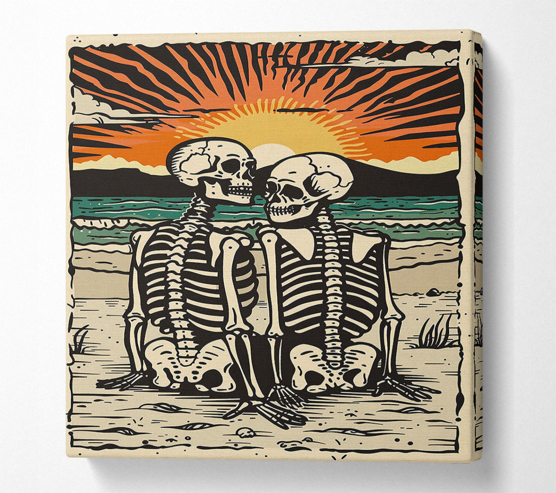  A Canvas Print of Golden Sunset Skeletons Canvas Art