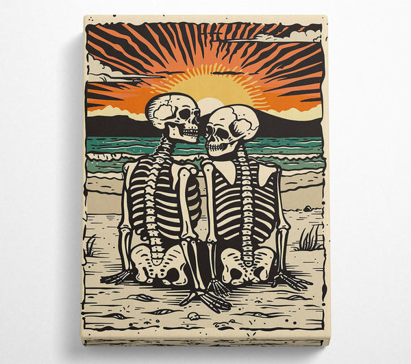  A Canvas Print of Golden Sunset Skeletons Canvas Art
