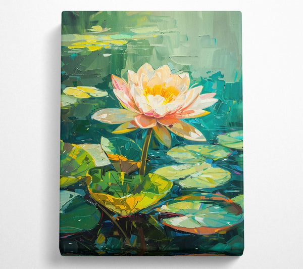  A Canvas Print of Peach Pond Lily Bloom Canvas Wall Art