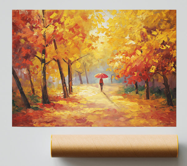 Golden Autumn Walk Print