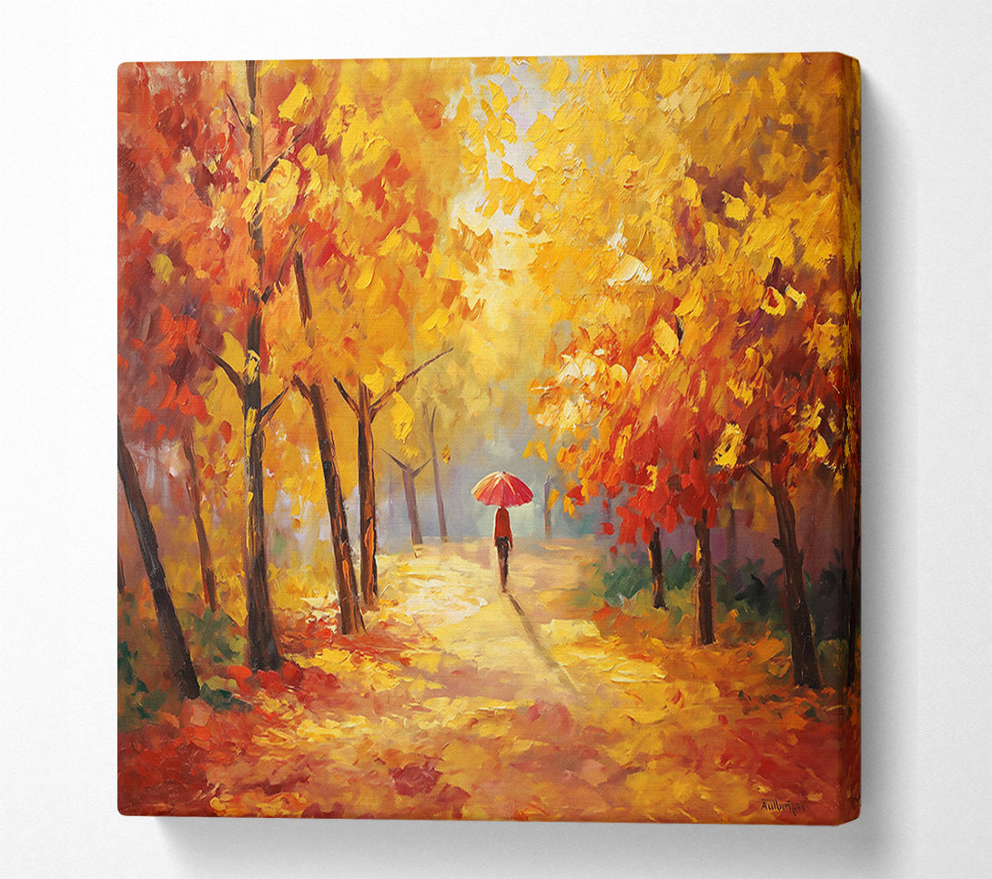  A Canvas Print of Golden Autumn Walk Canvas Print