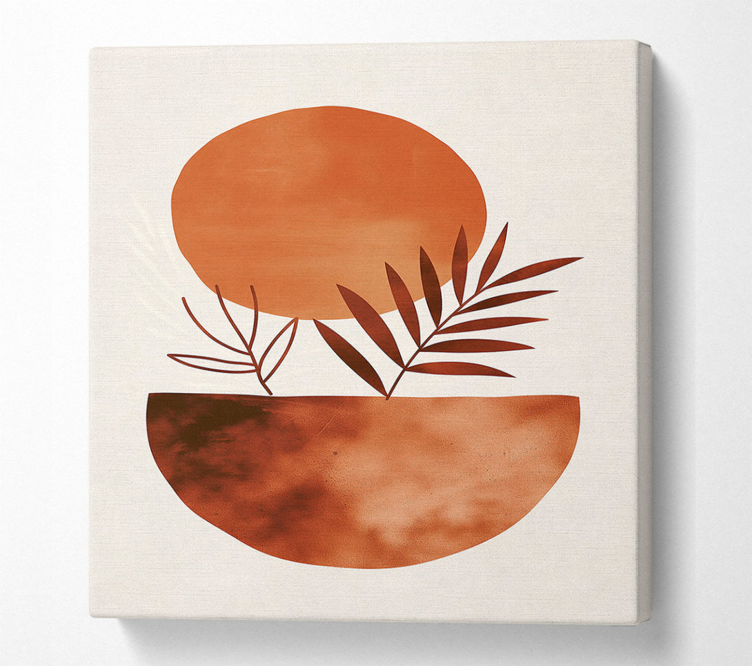  A Canvas Print of Terracotta Sun And Leaf Canvas Art