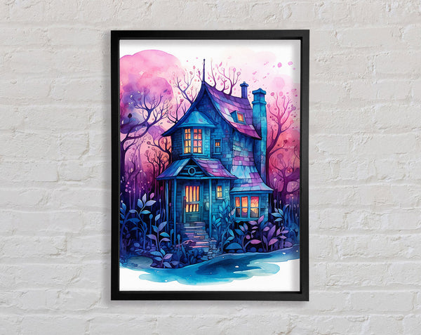 Haunted House Purple Framed Print