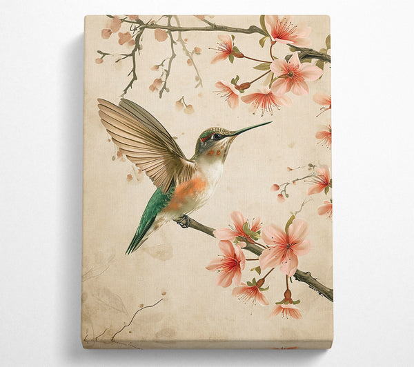  A Canvas Print of Pink Hummingbird Bloom Canvas Wall Art