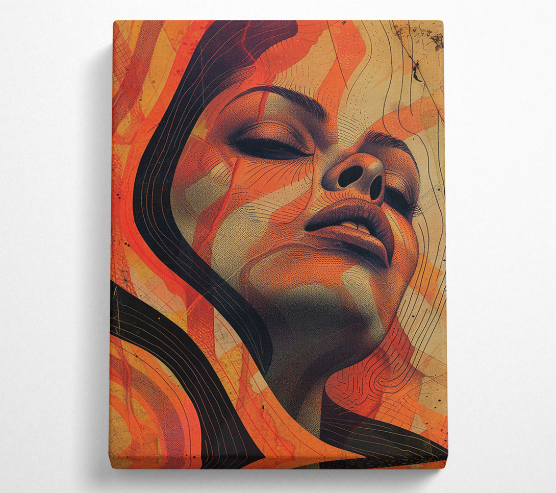  A Canvas Print of Orange Abstract Portrait Canvas Art