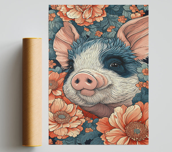 Peachy Piglet Bloom Poster