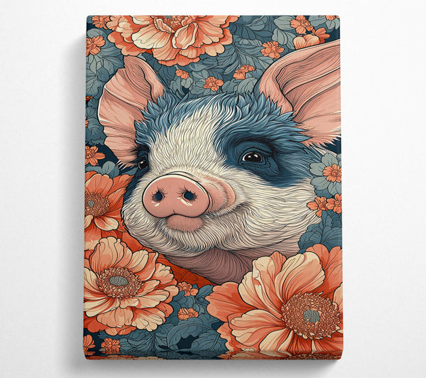  A Canvas Print of Peachy Piglet Bloom Canvas Print