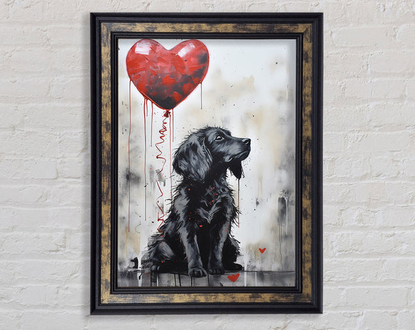 Heart Balloon Walnut Dog Framed Print