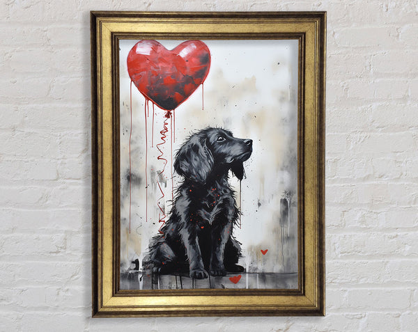 Heart Balloon White Dog Framed Print