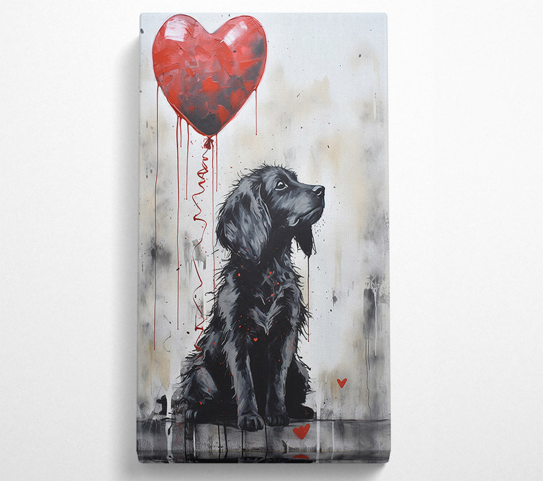  A Canvas Print of Heart Balloon Black Dog Canvas Wall Art