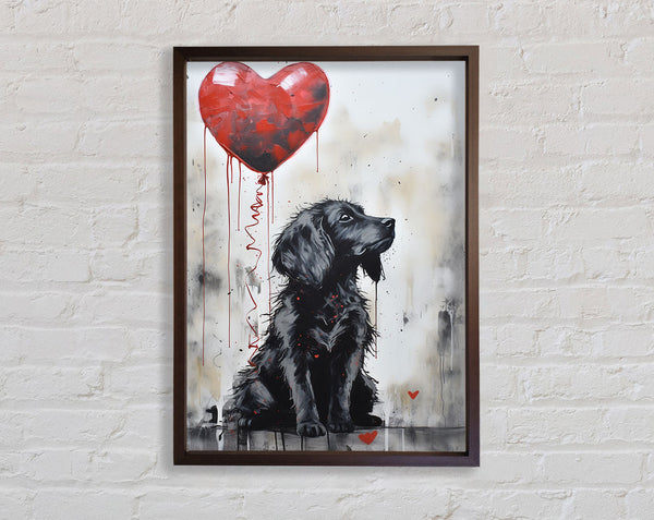 Heart Balloon Walnut Dog Framed Print