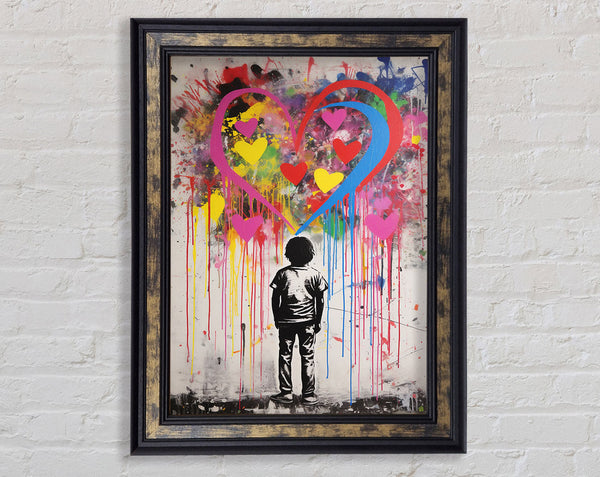 Heart Boy Graffiti Framed Print