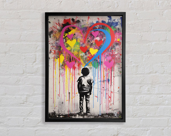 Heart Boy Graffiti Framed Print