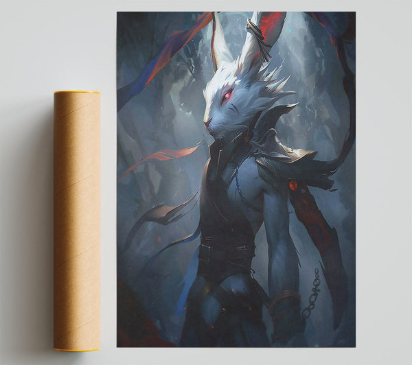 Crimson Feline Warrior Poster