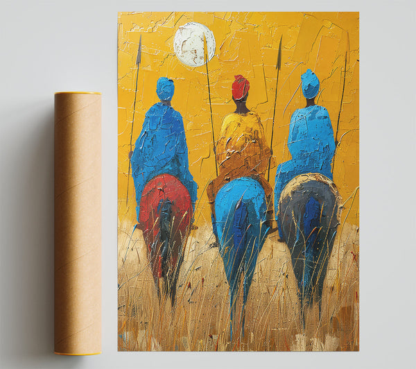 Yellow Sunset Riders Giclee Print