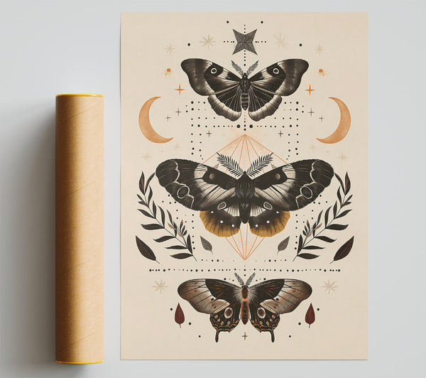 Golden Moth Mandala Poster