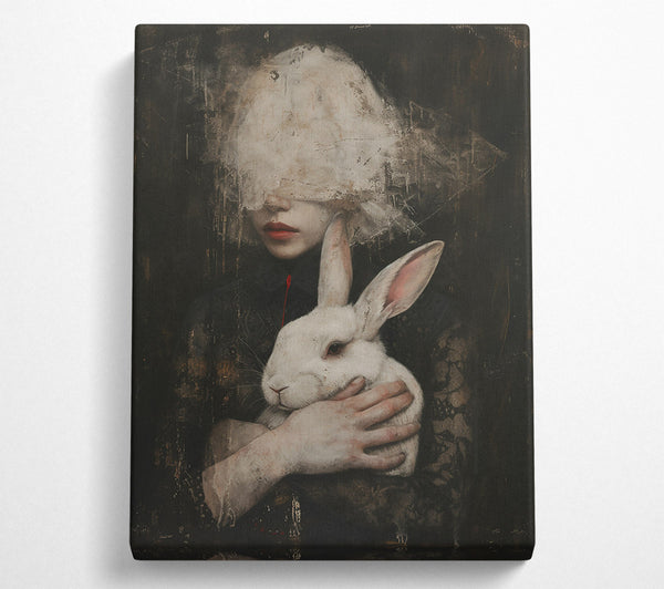  A Canvas Print of Red Lips, White Rabbit Canvas Print