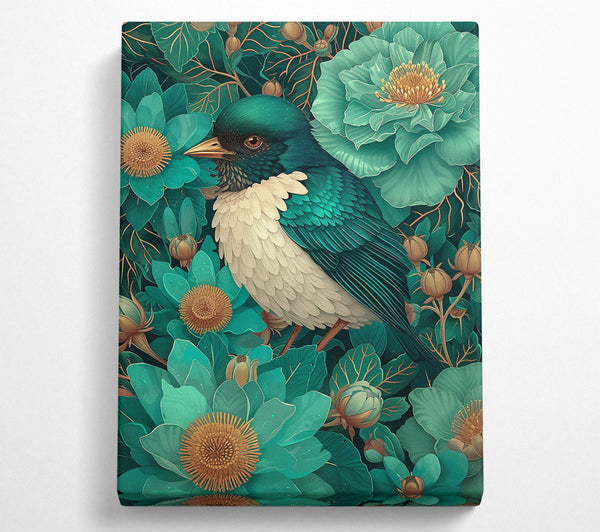  A Canvas Print of Emerald Bird'S Embrace Canvas Wall Art