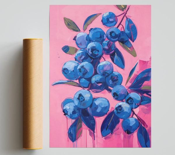 Pink And Blue Berries Giclee Print