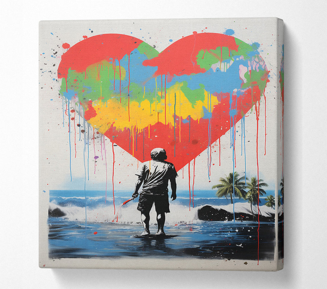  A Canvas Print of Heart Graffiti Paradise Canvas Wall Art