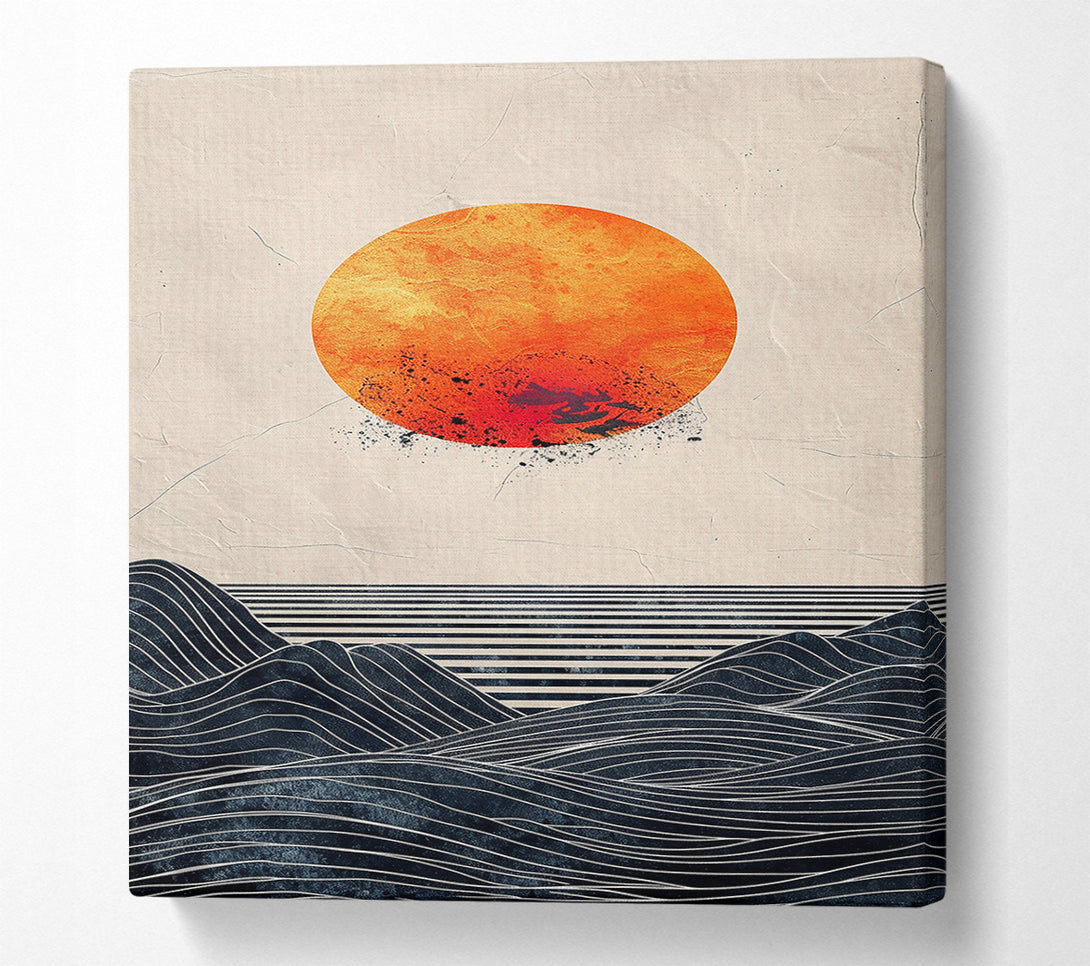  A Canvas Print of Orange Horizon Waves Canvas Art