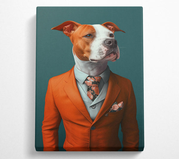  A Canvas Print of Orange Suit Pup Canvas Wall Art