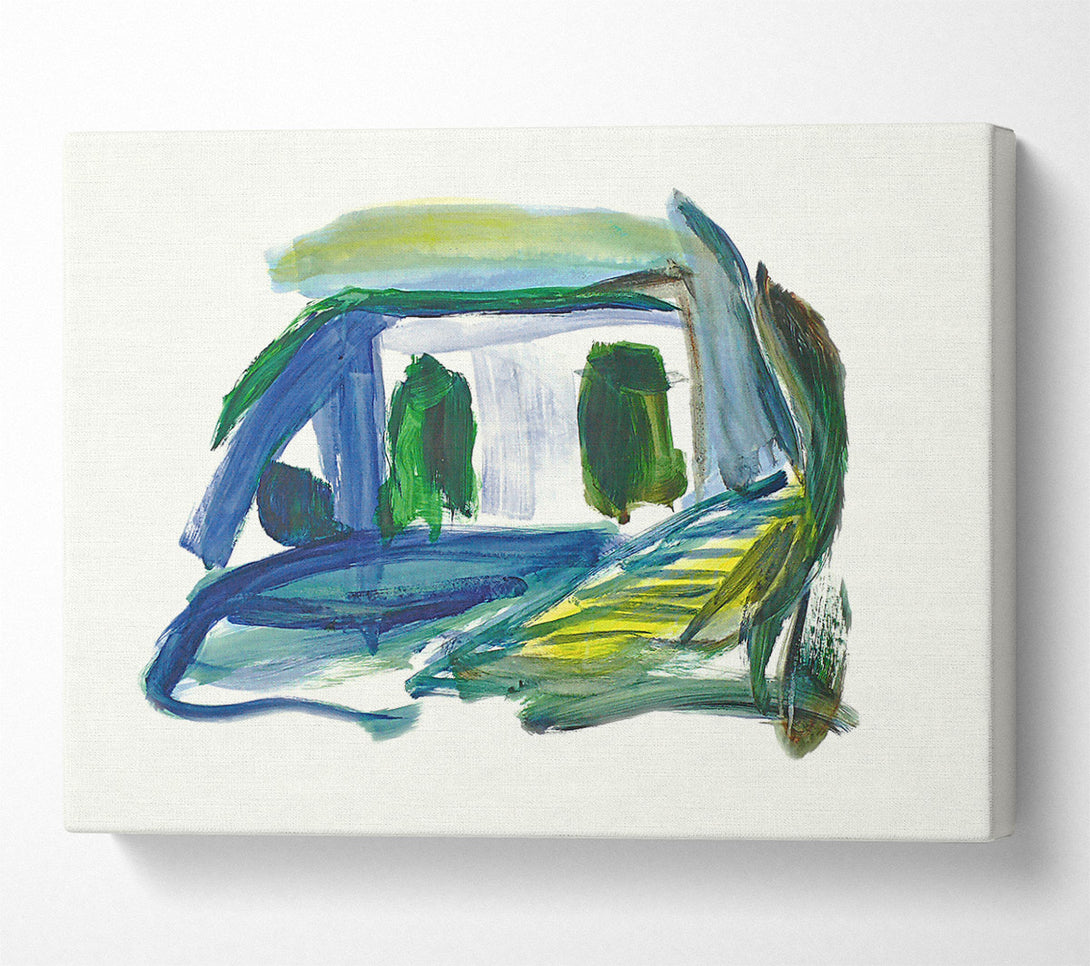  A Canvas Print of Azure Abstract Landscape Canvas Art