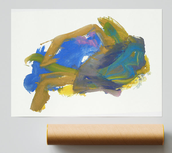 Golden Blue Swirl Print