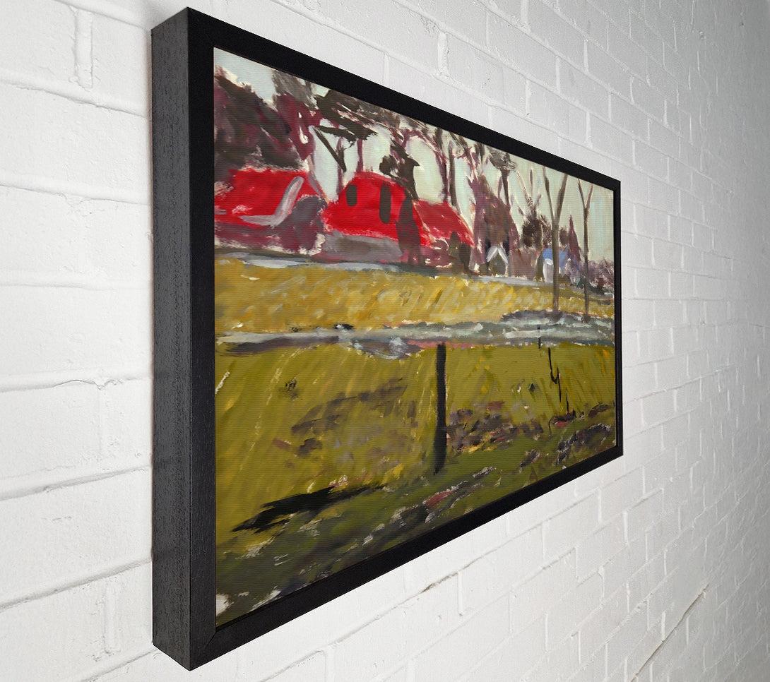  A Canvas Print of Red Car In Green Field Canvas Art